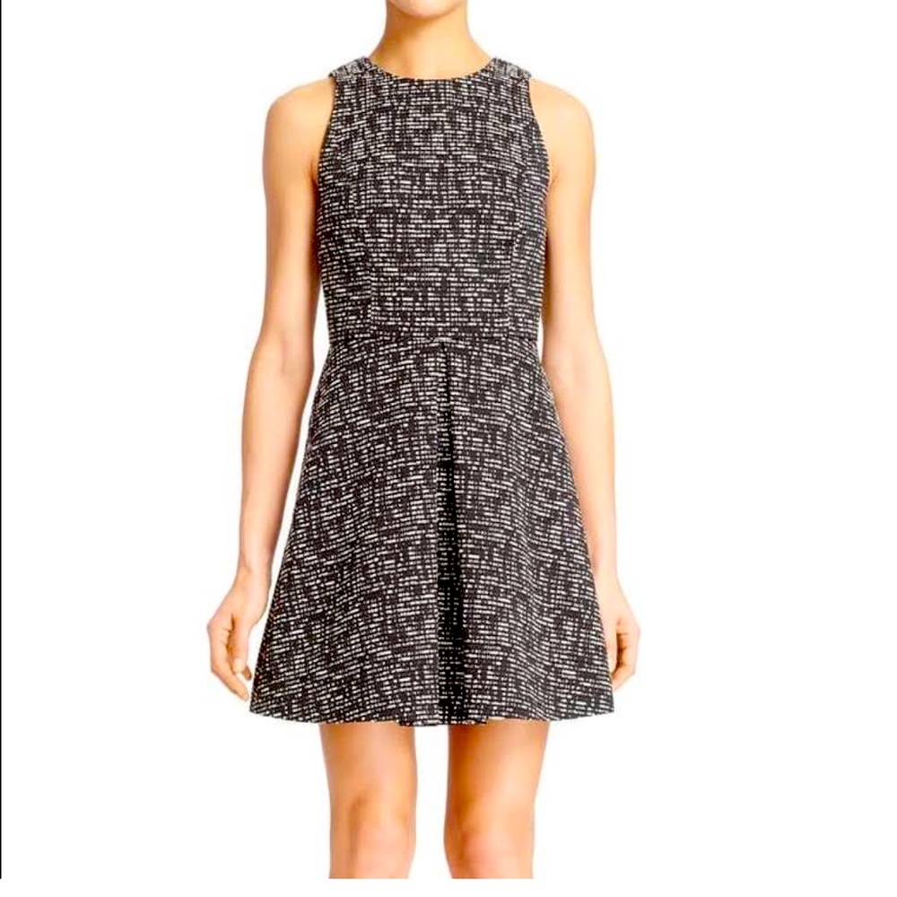 Alice + Olivia Janette Pleat Fit & Flare Dress | Color: Black/White | Size: 6